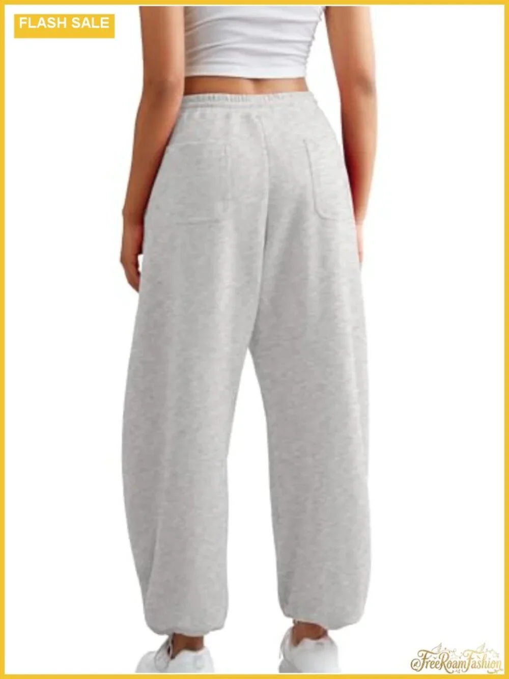 ELLEVEN Women Wide Leg Barrel Sweatpants Drawstring Pockets Cotton Blend